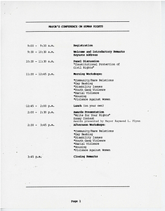 Program for the Mayor’s Conference on Human Rights