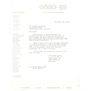 Letter, Robert Stuhlman, November 16, 1976.