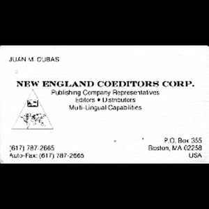 Correspondence with New England Coeditors Corp.