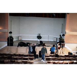 Setting up the stage for the opening ceremonies of the Villa Victoria Cultural Center.