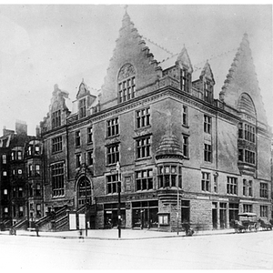 Exterior of YMCA building on the corner of Boylston and Berkeley Streets