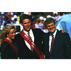 President Curry with 1991 Homecoming Queen and Mayor of Huntington Avenue