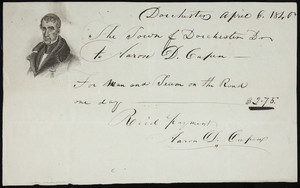 Billhead for Aaron D. Capen, toll fee, Dorchester, Mass., dated April 6, 1840