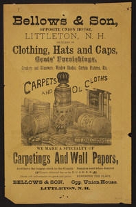 Bellows & Son, carpets and oil cloths, opposite Union House, Littleton, New Hampshire, undated