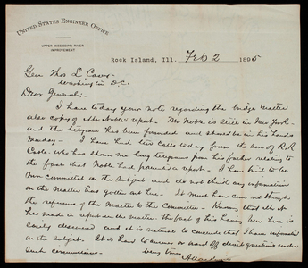 Alexander MacKenzie to Thomas Lincoln Casey, February 2, 1895