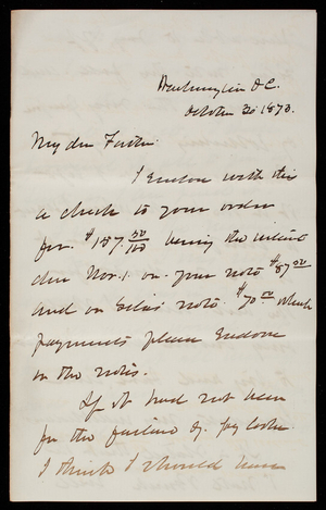 Thomas Lincoln Casey to General Silas Casey, October 30, 1873