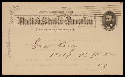 [Charles] A. Muddiman to Thomas Lincoln Casey, November 29, 1893