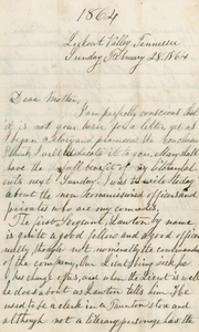 Letter from Edward Louis Edes to his mother, 28 February 1864