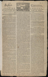 The Boston-Gazette, and Country Journal, 11 January 1768