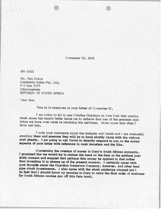 Letter from Mark H. McCormack to Rex Evans