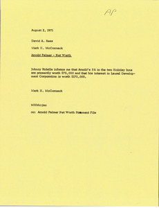 Memorandum from Mark H. McCormack to David A. Rees