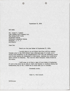 Letter from Mark H. McCormack to James C. Letters