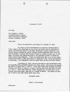 Letter from Mark H. McCormack to Gerlad M. Millar