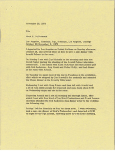 Memorandum from Mark H. McCormack to travel file