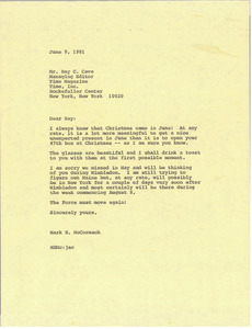 Letter from Mark H. McCormack to Ray C. Cave