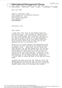 Letter from Mark H. McCormack to Andre J. Heiniger