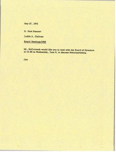 Memorandum from Judy A. Chilcote to H. Kent Stanner