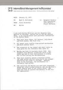 Memorandum from Jules Rosenthal to Mark H. McCormack