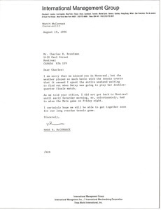 Letter from Mark H. McCormack to Charles R. Bronfman