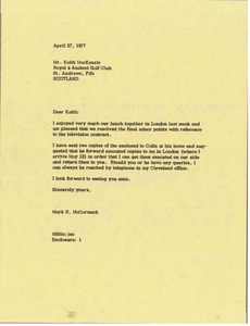 Letter from Mark H. McCormack to Keith MacKenzie