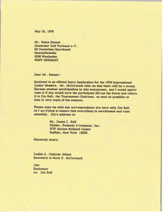 Letter from Judy A. Chilcote to Heinz Biemer