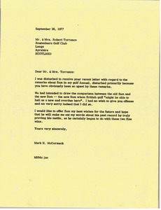 Letter from Mark H. McCormack to Mr. and Mrs. Robert Torrence