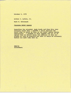 Memorandum from Mark H. McCormack to Arthur J. Lafave