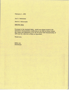 Memorandum from Mark H. McCormack to Jan Steinmann