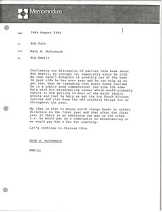 Memorandum from Mark H. McCormack to Bob Kain