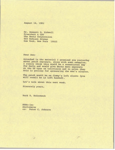 Letter from Mark H. McCormack to Bennett E. Bidwell