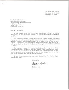 Letter from Barbara Bush to Mark H. McCormack