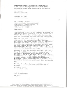 Letter from Mark H. McCormack to David W. Dorman