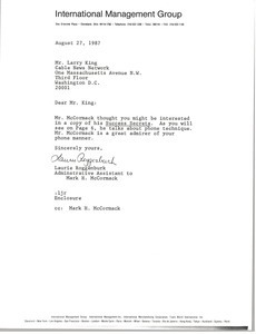 Letter from Laurie Roggenburk to Larry King