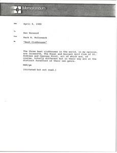 Memorandum from Mark H. McCormack to Bev Norwood