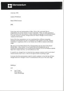 Memorandum from Mark H. McCormack to Andrew Wildblood