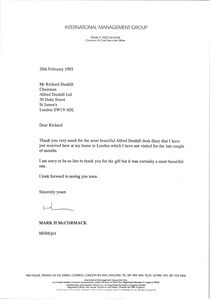 Letter from Mark H. McCormack to Richard Dunhill