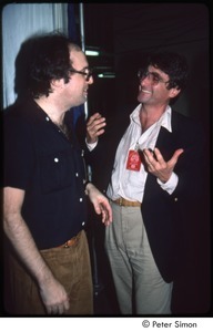 MUSE concert and rally: John Landau (left) and David Levine backstage at the MUSE concert