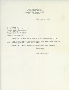 Letter from Judi Chamberlin to Maria Ciccarello