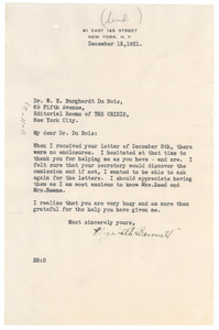 Letter from Elizabeth Bennett to W. E. B. Du Bois