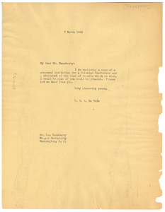 Letter from W. E. B. Du Bois to Leo Hansberry