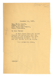 Letter from W. E. B. Du Bois to Stuarts Art Shoppe