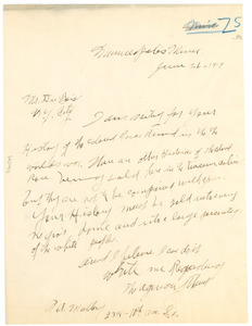 Letter from A. A. Mallory to W. E. B. Du Bois