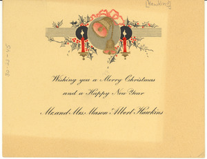 Christmas card from Mr. and Mrs. Mason Albert Hawkins