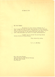 Letter from W. E. B. Du Bois to American Association for the United Nations