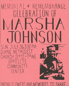 Memorial & Remembrance Celebration of Marsha Johnson Poster
