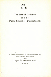 The Mental Defective and the public schools of Massachusetts