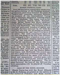 "Basket Football Game" the News Report (March 11, 1892)