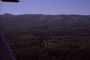 Aerial oblique view Forest Road Development to the Birch Brook Watersheds on the Taconic Range on 28 May 1972 in the Hopkins Forest.