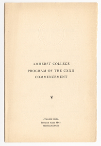 Amherst College Commencement program, 1943 May 23