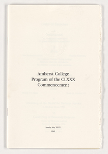 Amherst College Commencement program, 2001 May 27